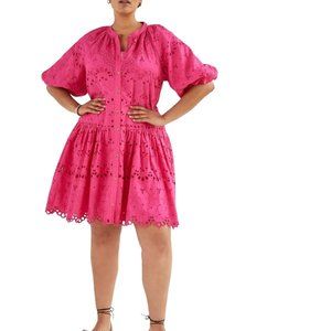 New Anthropologie + Plus Tallulah Eyelet Mini Dress 3X Pink